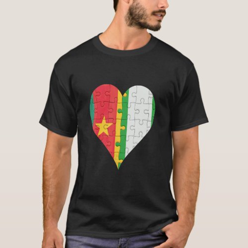 Cameroonian Nigerian Flag Heart  T_Shirt