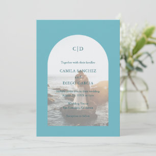 Camila Aqua Arch Modern Wedding Invitation