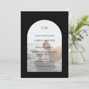 Camila Black Arch Modern Wedding Invitation