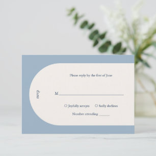 Camila Dusty Blue Arch Modern Wedding RSVP Card