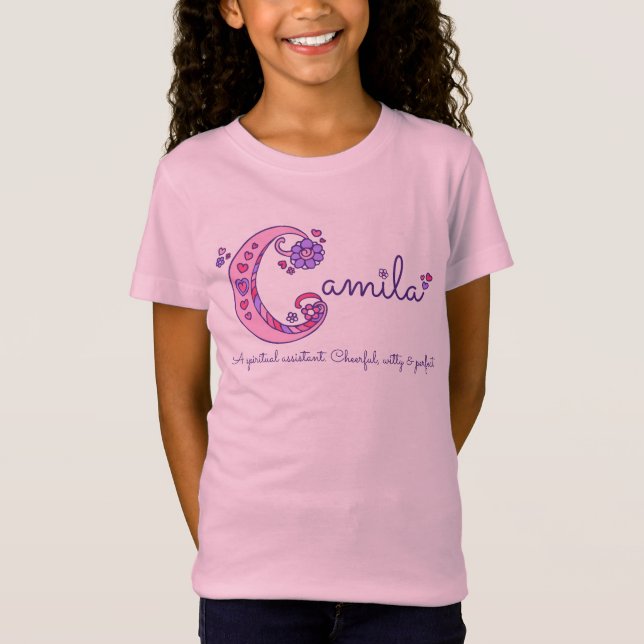 Camila girls name & meaning C monogram pink shirt (Front)