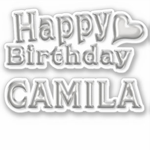 Camila Happy Birthday silver sticker decal