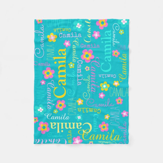 Camila personalize short name aqua pink blanket (Front)