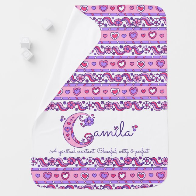 Camila personalized name meaning pink baby blanket (In Situ)