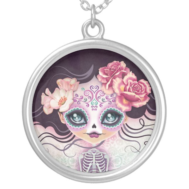 Camila Sugar Skull Day of the Dead Necklace (Front)