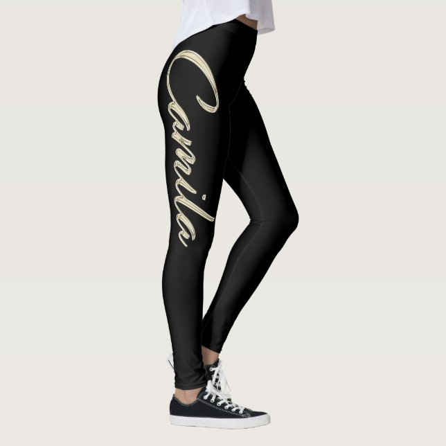 Camila white gold Handwriting trousers Leggings (Right)