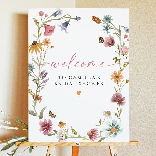 CAMILLA Bohemian Wildflower Bridal Shower Welcome Foam Board