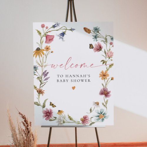 CAMILLA Boho Wildflower Girl Baby Shower Welcome Foam Board