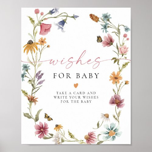 CAMILLA Boho Wildflower Girl Baby Wishes For Baby  Poster
