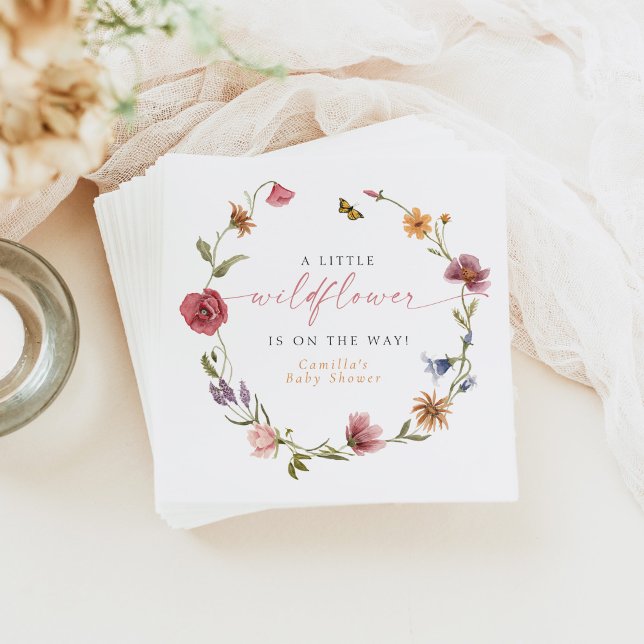 CAMILLA Butterfly Wildflower Girl Baby Shower Napkins (Creator Uploaded)