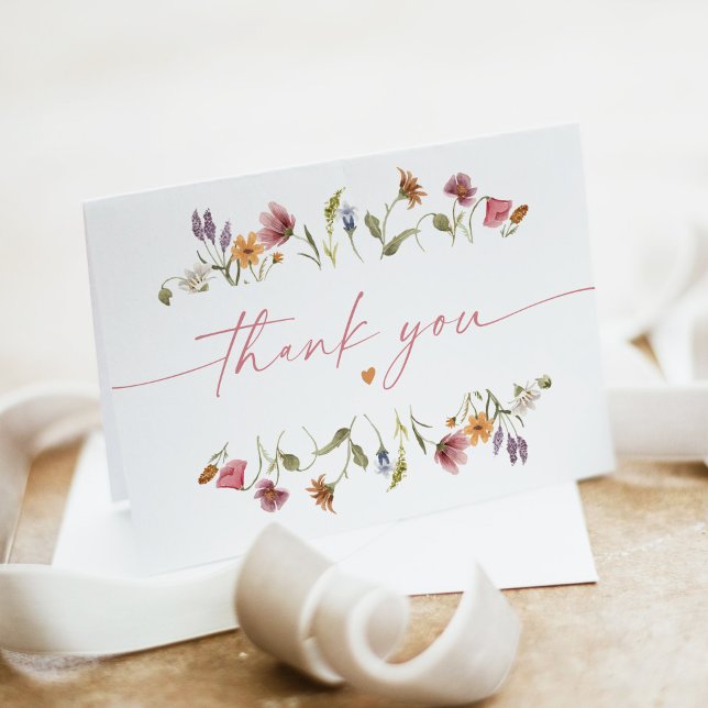 CAMILLA Cute Boho Spring Wildflower Letterpress Thank You Card (Creator Uploaded)