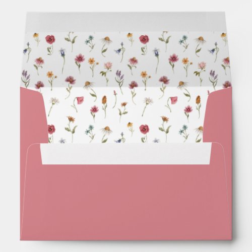 CAMILLA Cute Watercolor Wildflower Pink Envelope