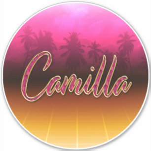 Camilla first name golden pink sticker