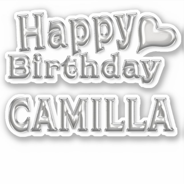 Camilla Happy Birthday silver Sticker (Front)