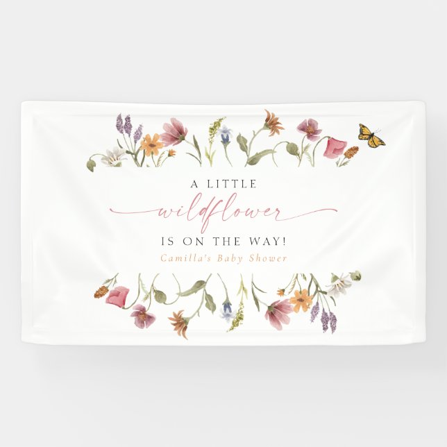 CAMILLA Little Wildflower On The Way Baby Shower Banner (Horizontal)