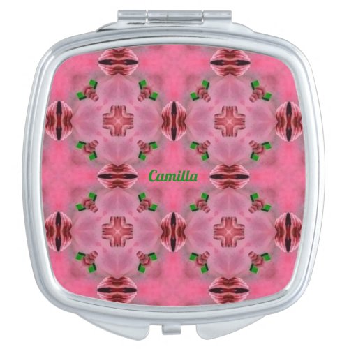 CAMILLA  Pink and Green   Compact Mirror