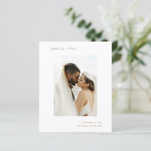 Camille Antique Gold Modern Wedding Save the Date