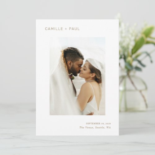 Camille Antique Gold Modern Wedding Save The Date