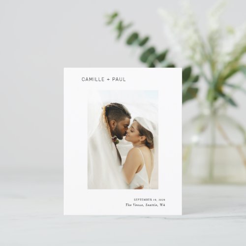 Camille Black White Modern Wedding Save the Date