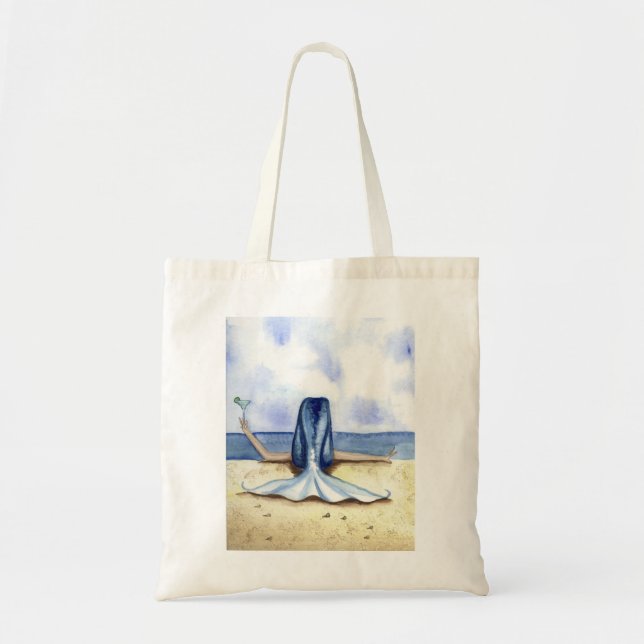 Camille Grimshaw Beach Margarita Mermaid Tote Bag (Front)