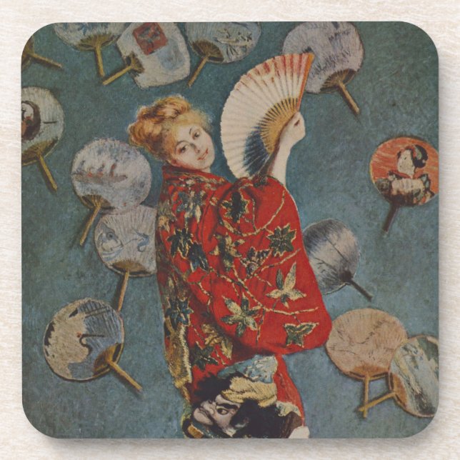 Camille Monet in Japanese Costume by Claude Monet Beverage Coaster (Front)