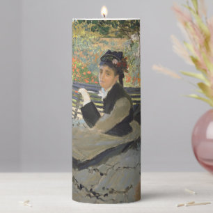 Camille Monet on a Bench Claude Monet Pillar Candle