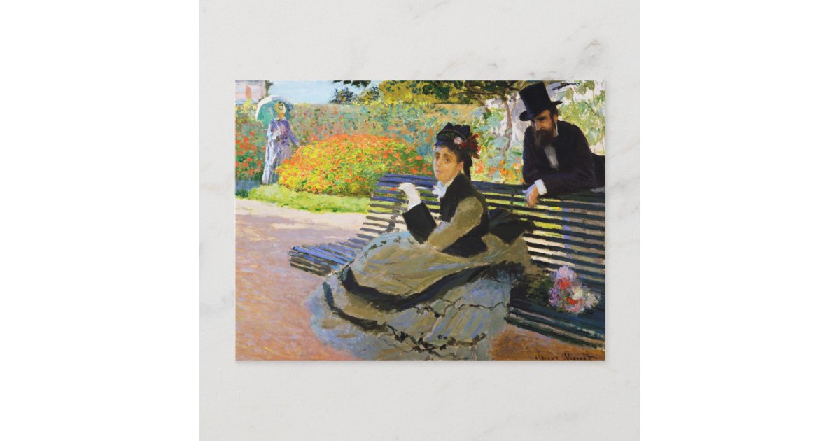 Camille Monet on a Garden Bench Claude Monet Postcard | Zazzle