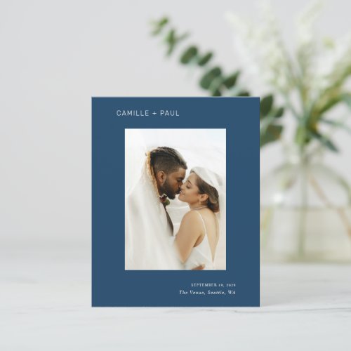 Camille Ocean Blue Modern Wedding Save the Date