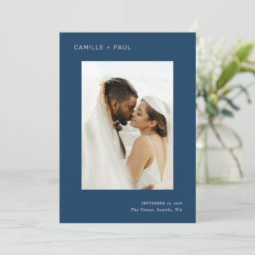 Camille Ocean Blue Modern Wedding Save The Date