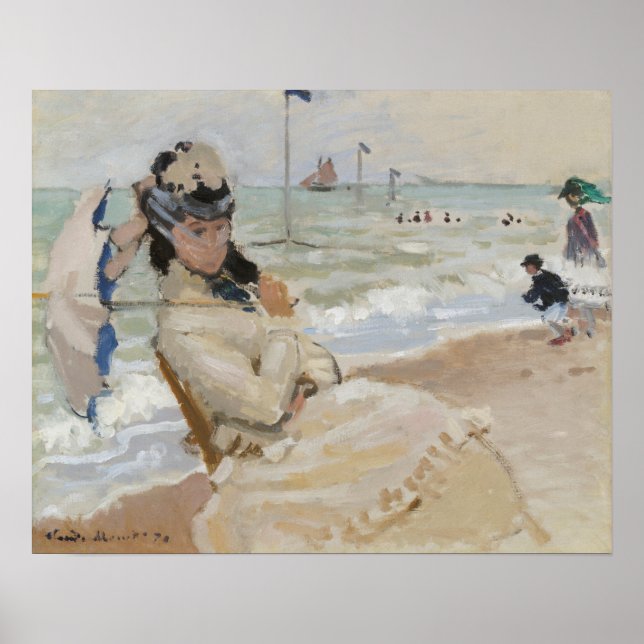 Camille on the Beach in Trouville (1870) Poster (Front)