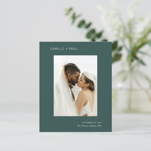 Camille Pine Green Modern Wedding Save the Date