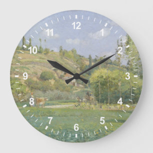 Camille Pissarro A Cowherd at Valhermeil, Auvers Large Clock