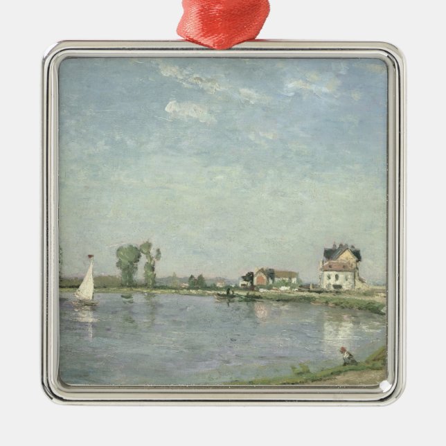 Camille Pissarro | At the River's Edge, 1871 Metal Ornament (Front)