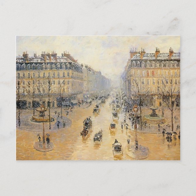 Camille Pissarro- Avenue de l'Opera, Snow Effect Postcard (Front)