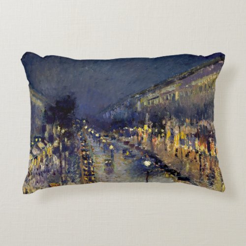 Camille Pissarro _ Boulevard Montmartre at Night Accent Pillow