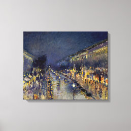 Camille Pissarro - Boulevard Montmartre at Night Canvas Print
