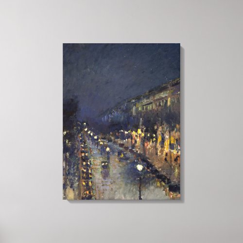 Camille Pissarro Boulevard Montmartre at Night Canvas Print