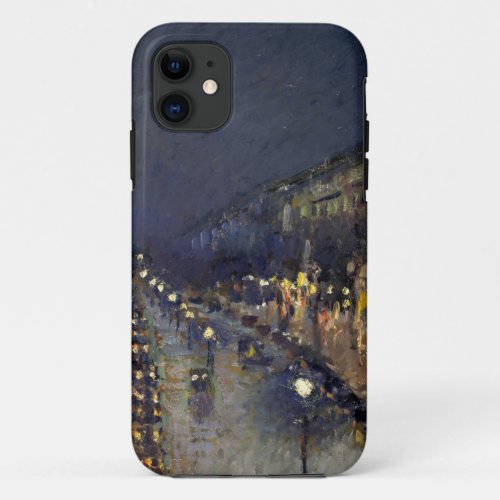 Camille Pissarro Boulevard Montmartre at Night iPhone 11 Case