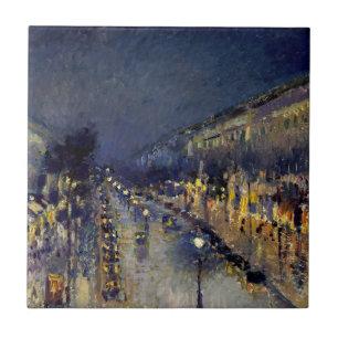 Camille Pissarro - Boulevard Montmartre at Night Ceramic Tile