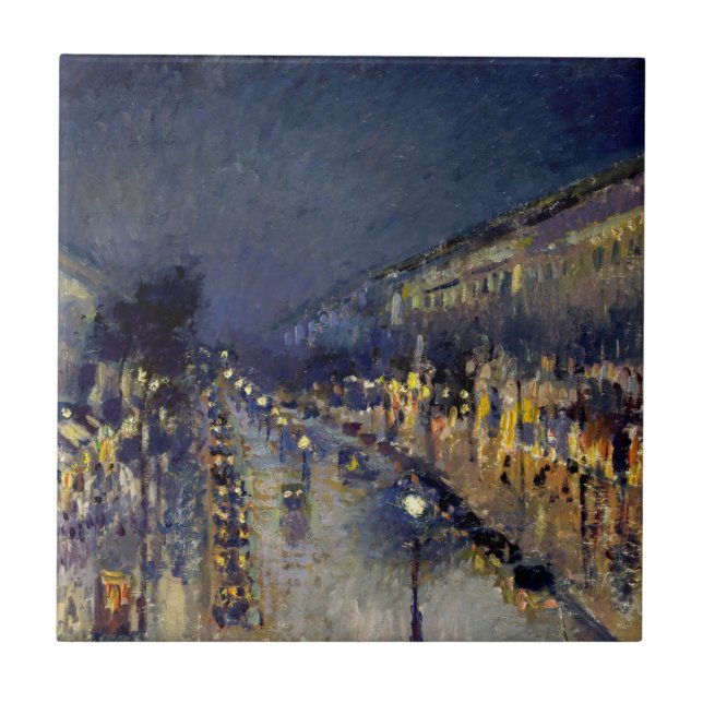 Camille Pissarro - Boulevard Montmartre at Night Ceramic Tile (Front)