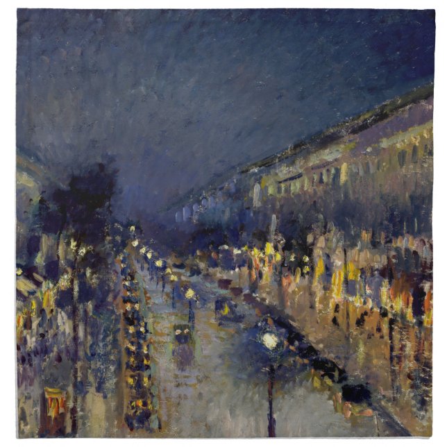 Camille Pissarro - Boulevard Montmartre at Night Cloth Napkin (Front)