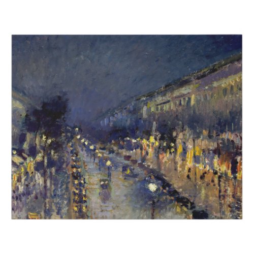 Camille Pissarro _ Boulevard Montmartre at Night Faux Canvas Print