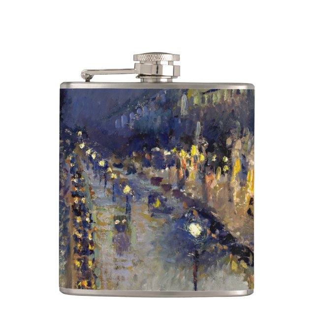 Camille Pissarro - Boulevard Montmartre at Night Flask (Front)
