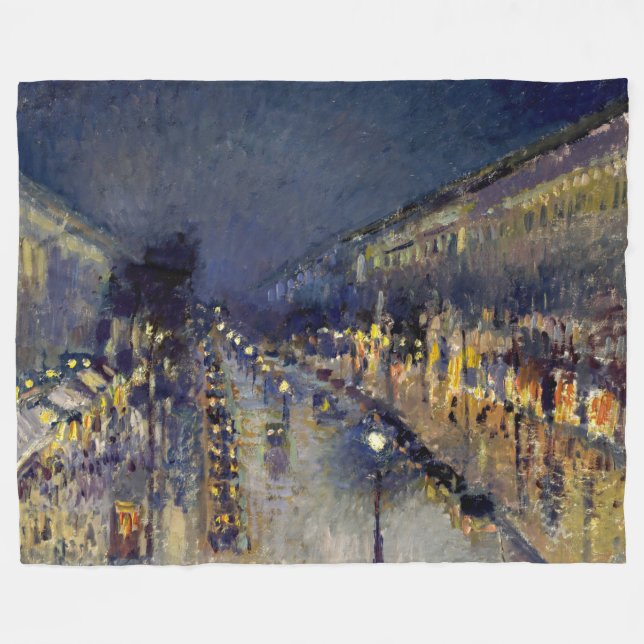 Camille Pissarro - Boulevard Montmartre at Night Fleece Blanket (Front (Horizontal))