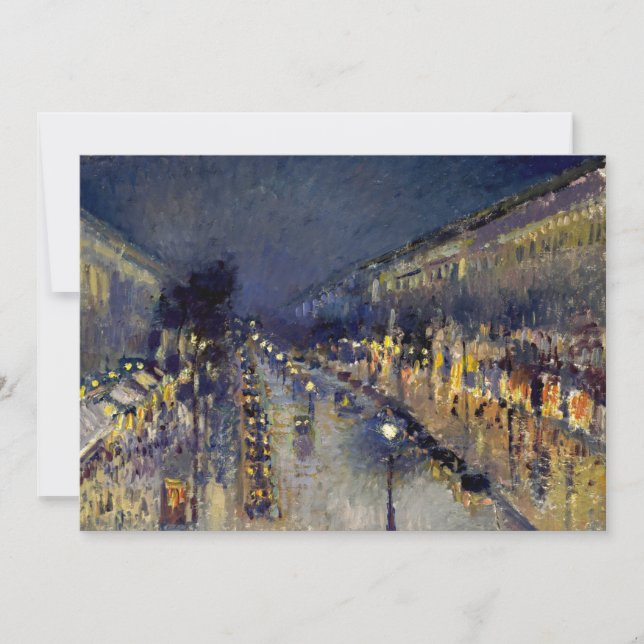 Camille Pissarro - Boulevard Montmartre at Night Invitation (Front)