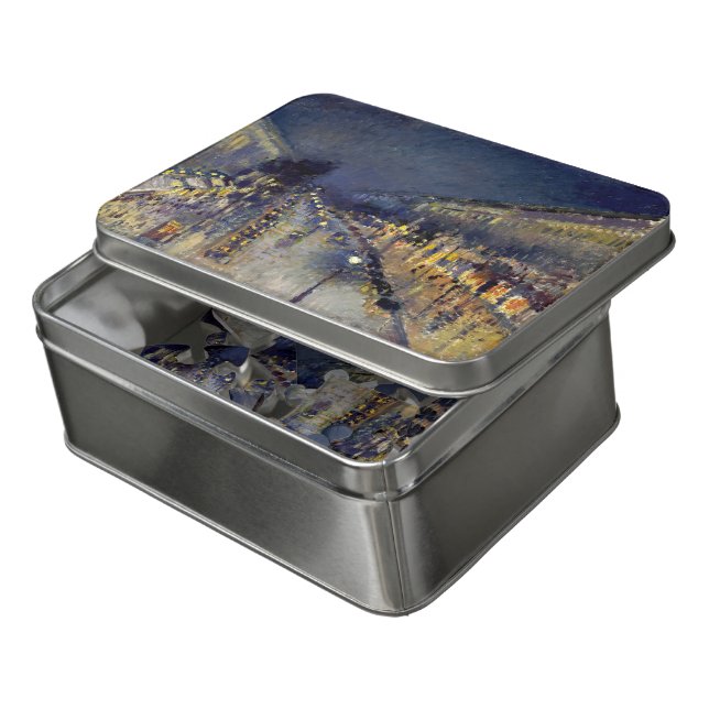 Camille Pissarro - Boulevard Montmartre at Night Jigsaw Puzzle (Lid Open)
