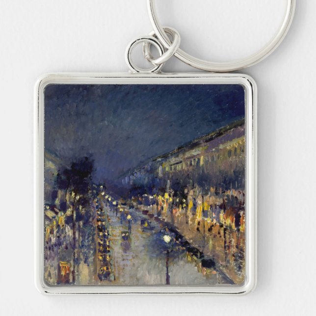 Camille Pissarro - Boulevard Montmartre at Night Keychain (Front)
