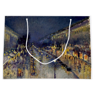Camille Pissarro - Boulevard Montmartre at Night Large Gift Bag