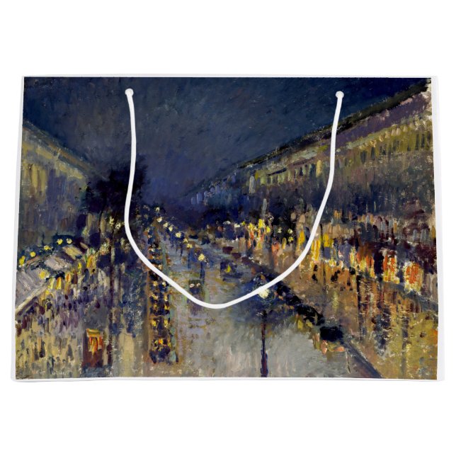Camille Pissarro - Boulevard Montmartre at Night Large Gift Bag (Front)
