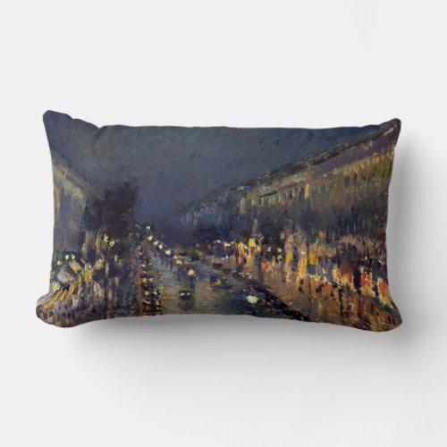 Camille Pissarro Boulevard Montmartre at Night Lumbar Pillow